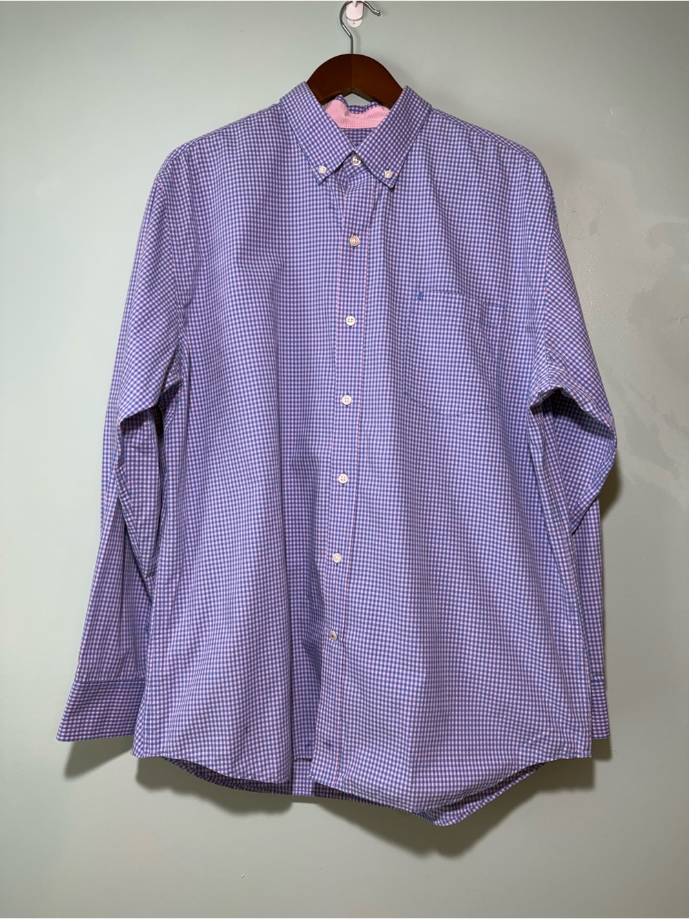 Men's IZOD Blue & Pink Check Button-Down Dress Shirt XL